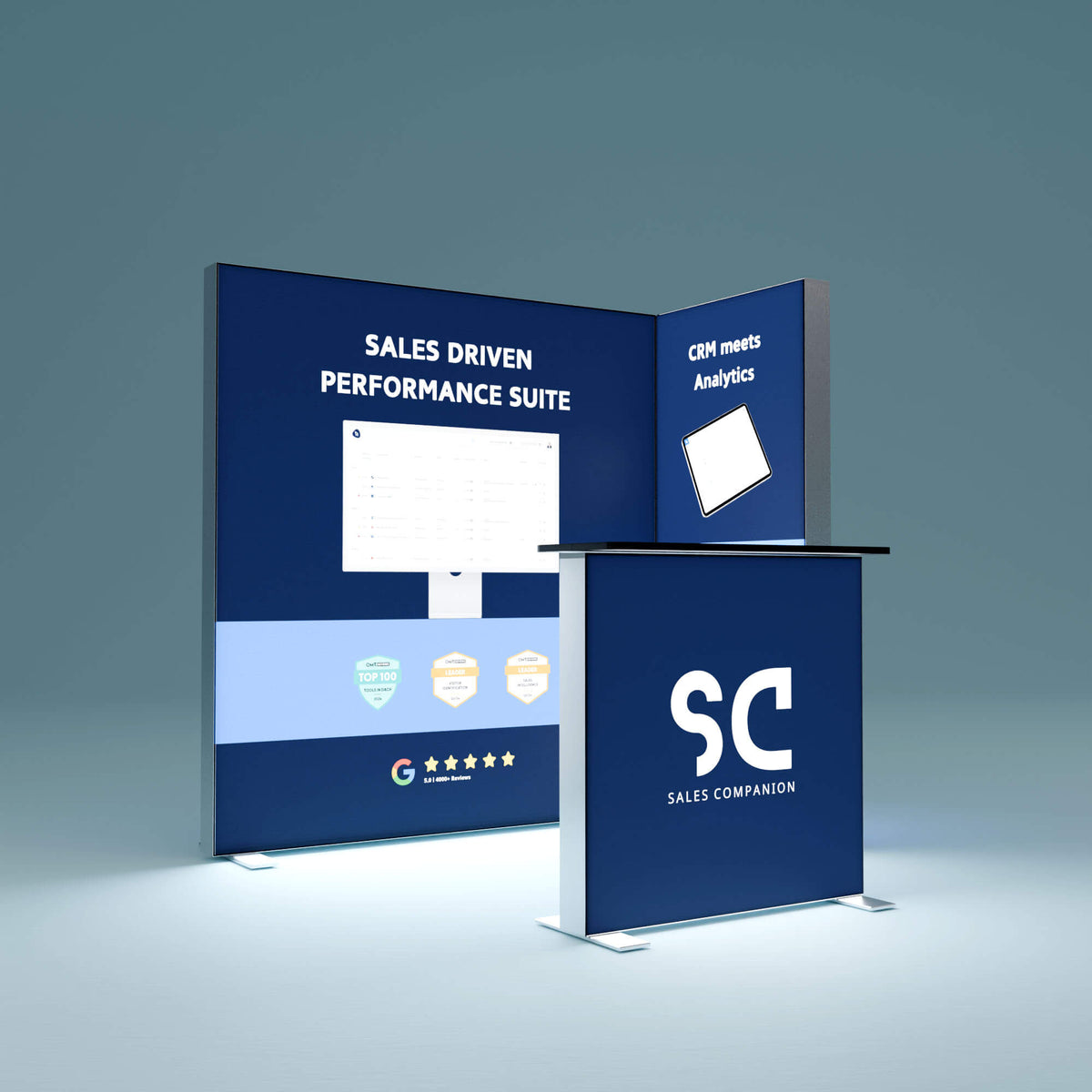 Messestand Eckstand LED 2x1m