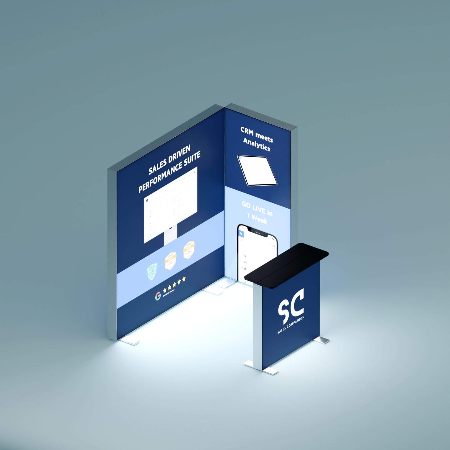 BIG LEDUP Eck Messestand 2x1m